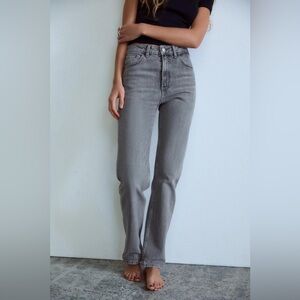 Zara Grey Wash Straight Leg Denim Jeans